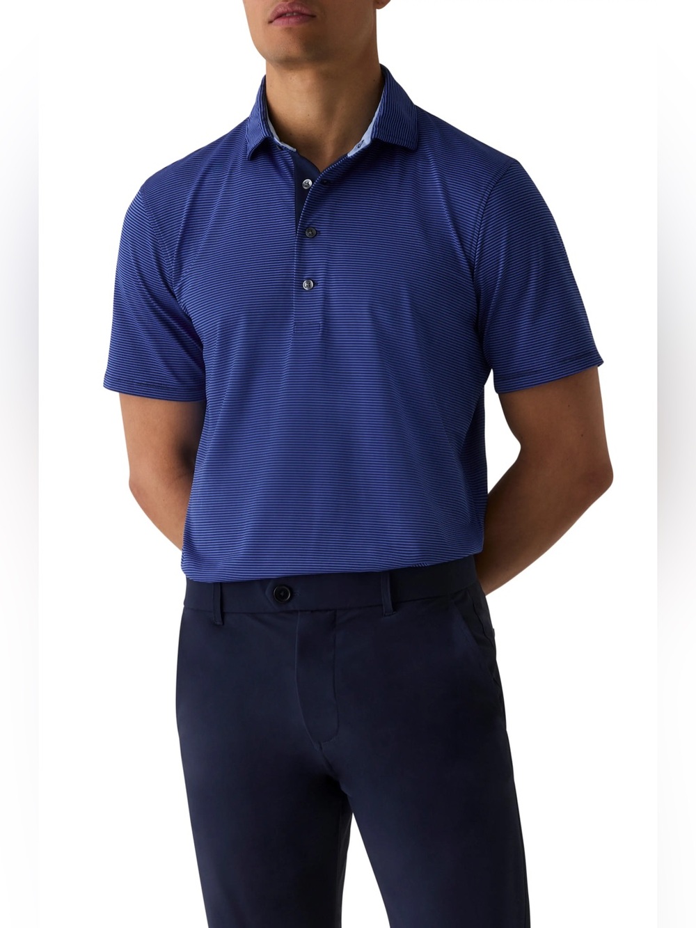 Greyson NWT Saranac Short Sleeve Striped Golf Polo In Dart Men’s Sz M-Logo
